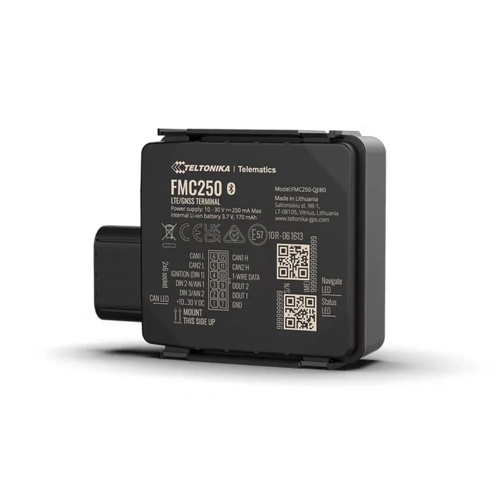 GPS Tracker auto Teltonika FMC250 procesor date CAN, bluetooth, LTE CAT1, acumulator backup 170 mAh, GSM 2G, 4G LTE
