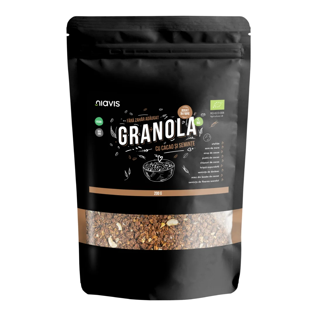 Granola Eco cu cacao si seminte, 200g, Niavis