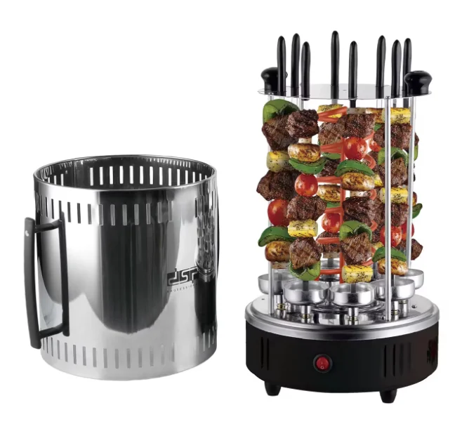 Gratar electric vertical 1500W cu 8 gauri 16 8 cupe ulei DSP frigarui detasabile carcasa de protectie