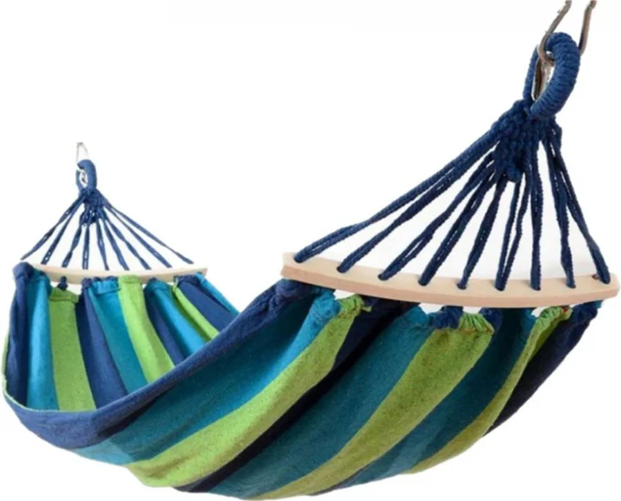 Hamac VERDE cu bara de lemn  80x200 din bumbac