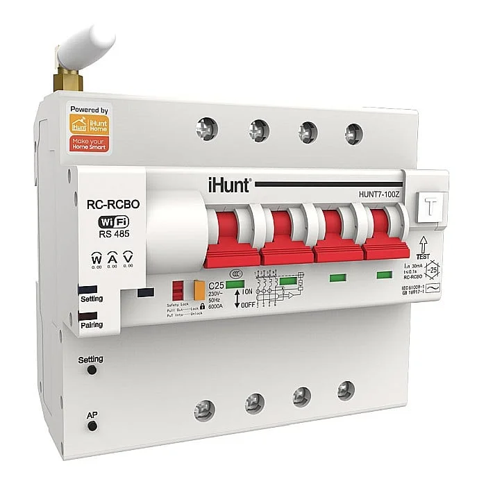 iHunt Home WIFI Smart Metering Leakage Circuit Breaker 4P 16A - Siguranta automata inteligenta cu contorizare