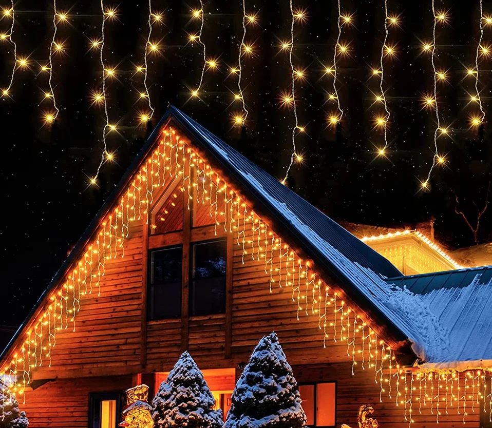 Instalatie 20 metri ALB CALD 500 LED tip turturi franjuri