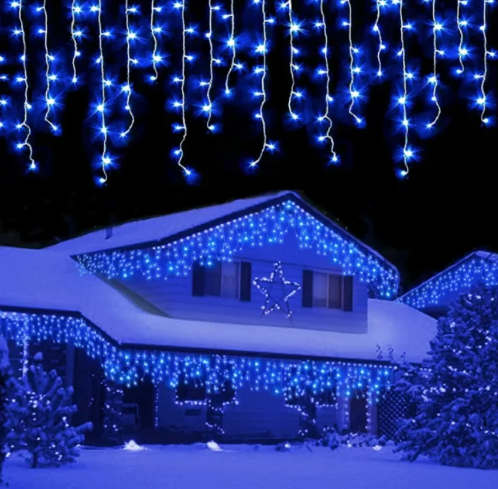 Instalatie de Craciun 1500 17 tip FRANJURI de 12 metri 320 LED ALBASTRA