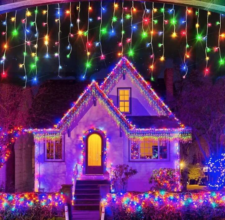 Instalatie de Craciun 1500 17 tip FRANJURI de 12 metri 320 LED MULTICOLOR