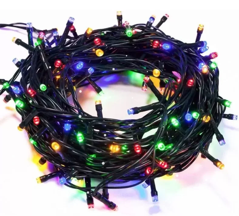 Instalatie liniara 100 LED 9m lumineaza intermitent MULTICOLOR