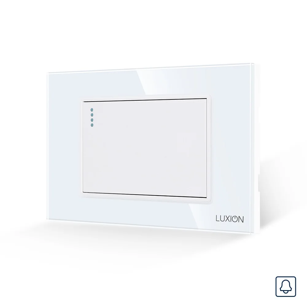 Intrerupator cu Revenire (Sonerie) Mecanic LUXION cu Rama din Sticla, Standard Italian, 3M