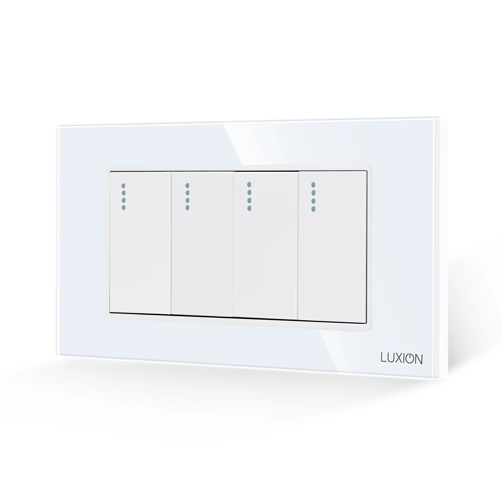 Intrerupator Cvadruplu Mecanic LUXION cu Rama din Sticla, Standard Italian, 4M