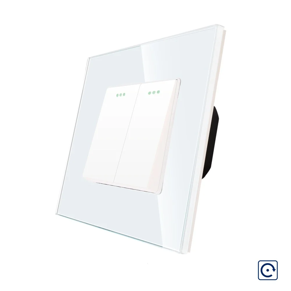 Intrerupator Dublu Mecanic cu Reset / Revenire LUXION cu Rama din Sticla