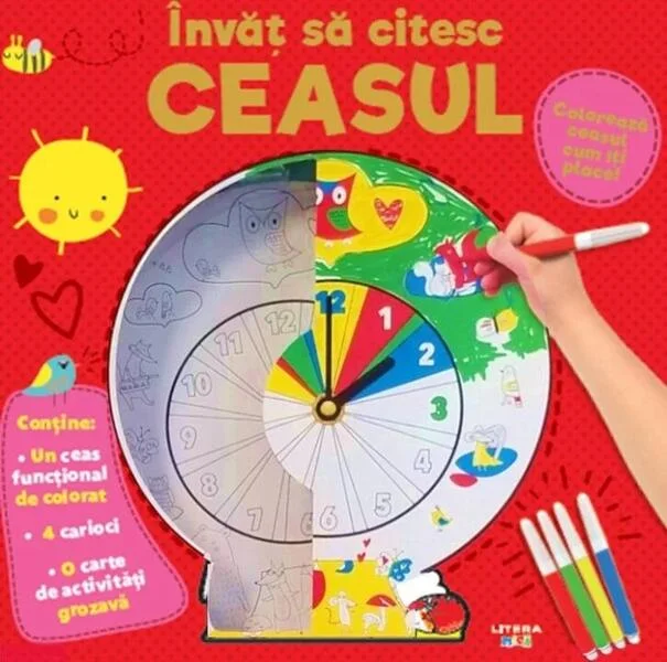 Învăț să citesc ceasul. Colorează ceasul cum îți place - Paperback brosat - *** - Litera mică