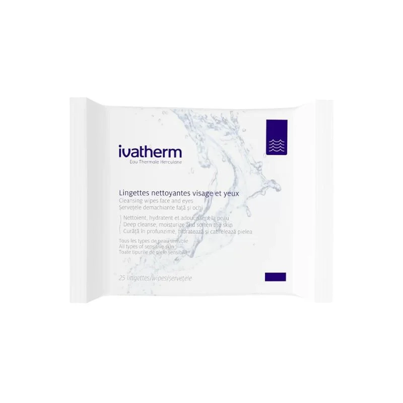 IVATHERM Servetele demachiante fata si ochi, 25 bucati