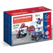 Joc magnetic de constructie, set - Politie si Salvare, 26 piese, Magformers Amazing Police And Rescue Set