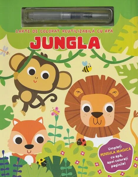 Jungla. Carte de colorat reutilizabilă cu apă - Hardcover - Flamingo