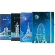 Jurnal A5 CNX 5703-14, 160 pagini, orase europene, coperta carton, cu elastic