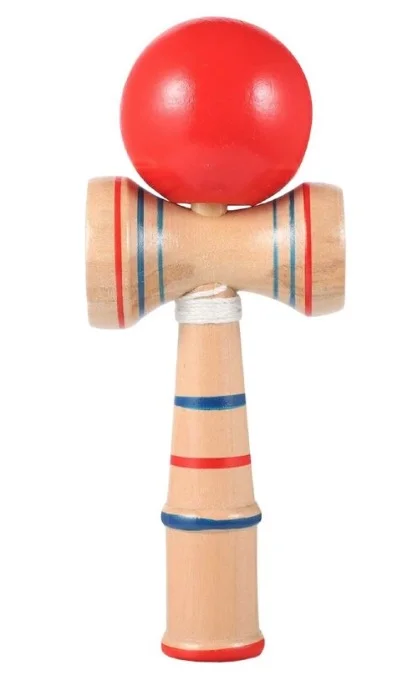 Kendama profesionala din lemn 21 cm model clasic cu bila ROSIE