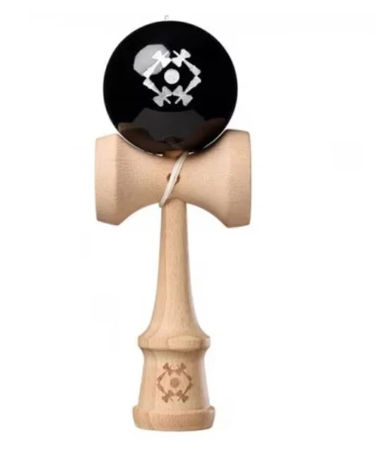 Kendama profesionala din lemn cu bila NEAGRA