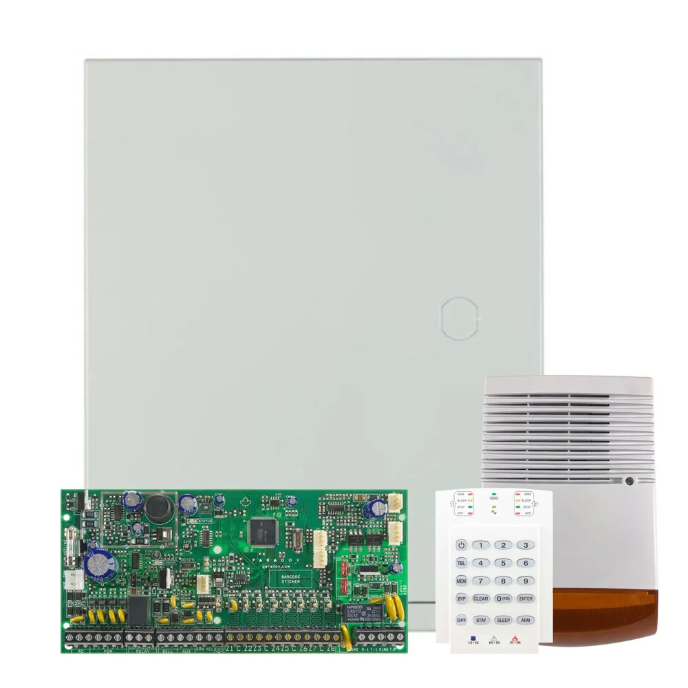 Kit alarma antiefractie Paradox Spectra SP6000+K10V+SL-900B, 2 partitii, 8-32 zone, 32 utilizatori, cutie cu traf