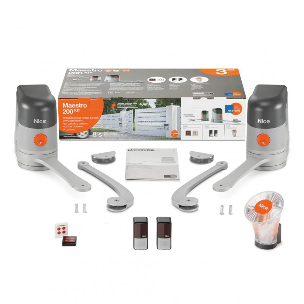 Kit automatizare poarta batanta Nice Home MAESTRO200, 250 Kg, 2.2 m/canat, 24 V