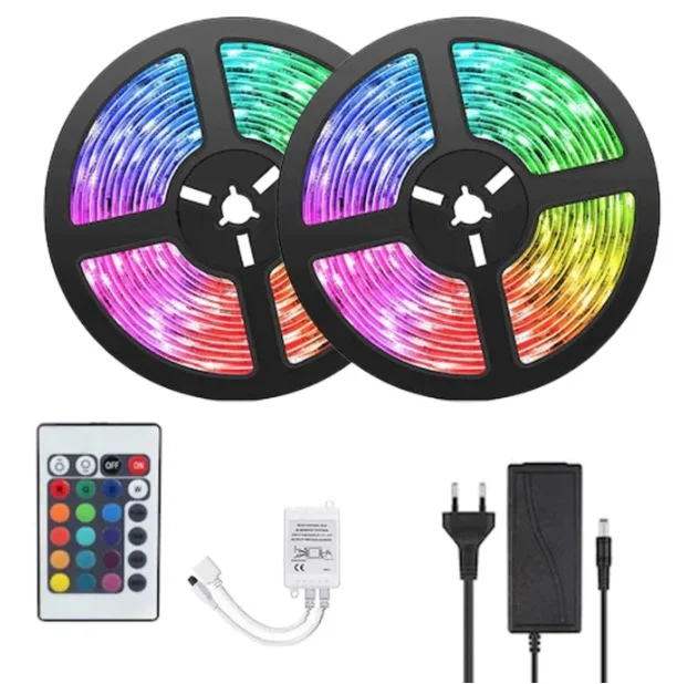Kit Banda RGB LED 10 Metri 2x5 metri RGB cu telecomanda