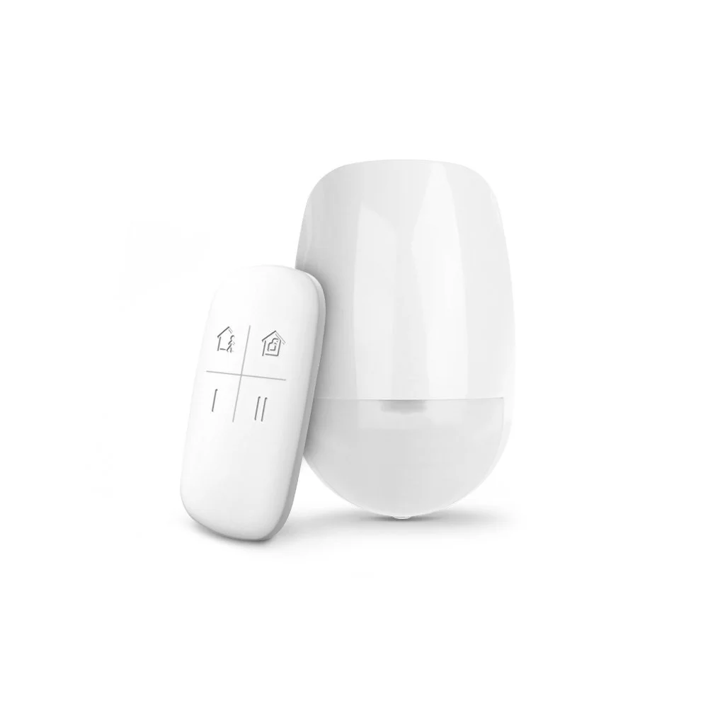 Kit detector de miscare PIR wireless si telecomanda cu 4 butoane Hikvision AX PRO, 15 m, 85 grade, pet immunity, creep zone, 868 MHz