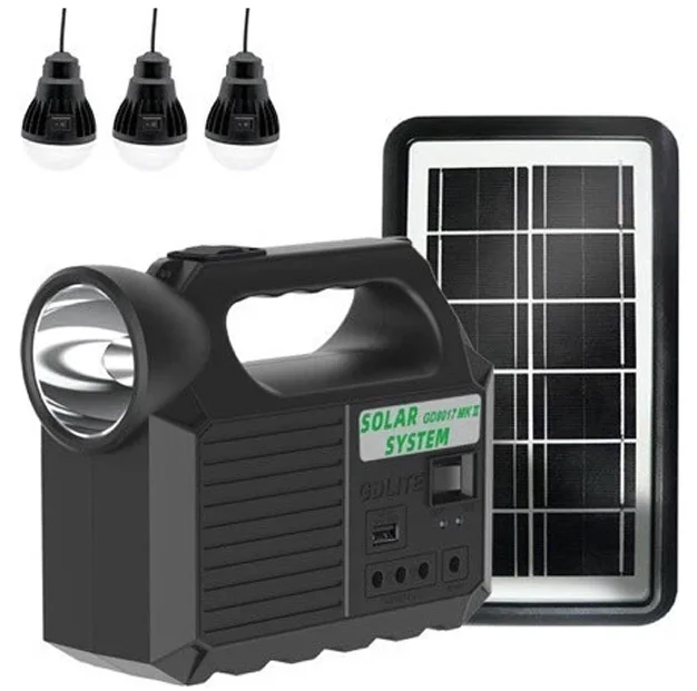 Kit solar GD-8017 MUSIC portabil cu 3 becuri XL