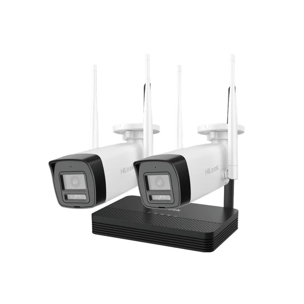 Kit supraveghere exterior WiFi HikVision Easy-Link HiLook IKS-2042BH-PH/W, 2MP, 2.8 mm, IR 30, microfon, difuzor, detectie miscare, slot card