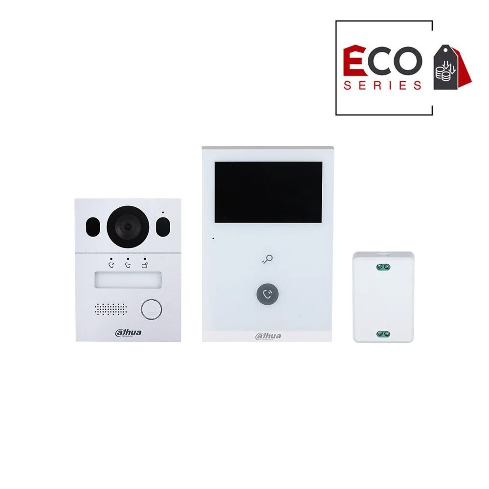 Kit videointerfon Dahua Eco Series KTX02(F), 1 familie, ecran 4.3 inch, 960 x 576 pixeli, slot card, comunicare bidirectionala, auto IR
