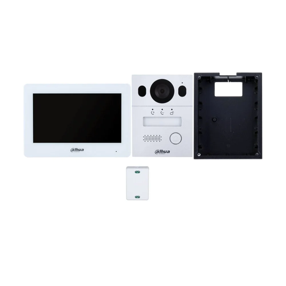 Kit videointerfon pe doua fire WiFi Dahua KTX01(F), 2 MP, 7 inch, 2.4 GHz, 2 fire,slot card