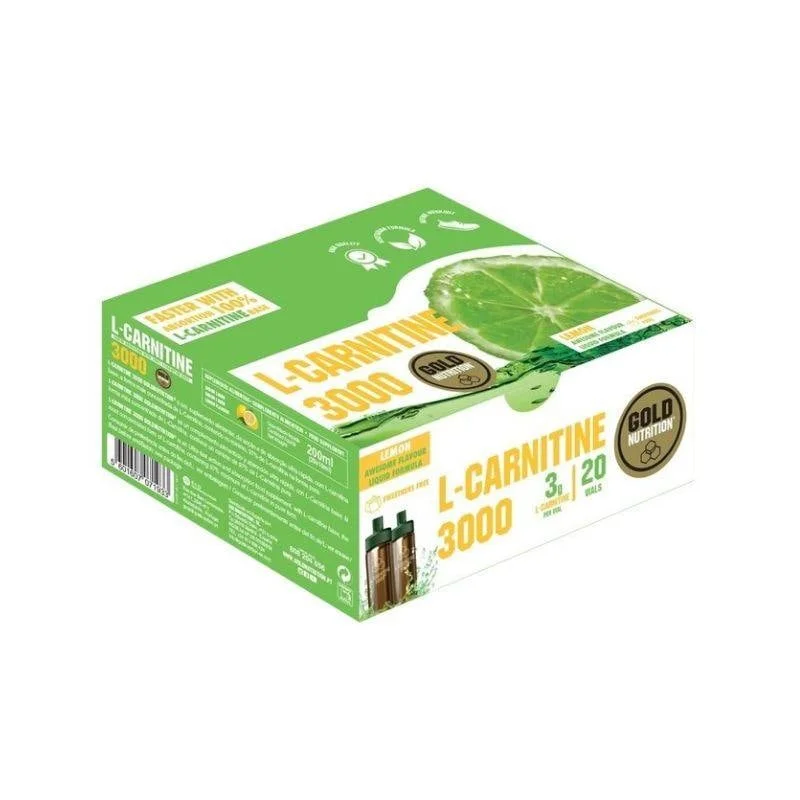L-Carnitine cu aroma de lamaie, 3000 mg, 20 fiole, Gold Nutrition