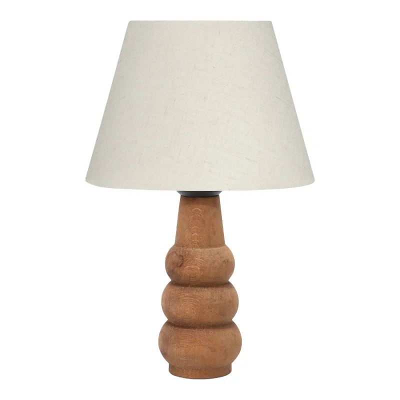 Lampa de Masa Cabini  lemn de fag si tesatura  crem 22x22x30cm