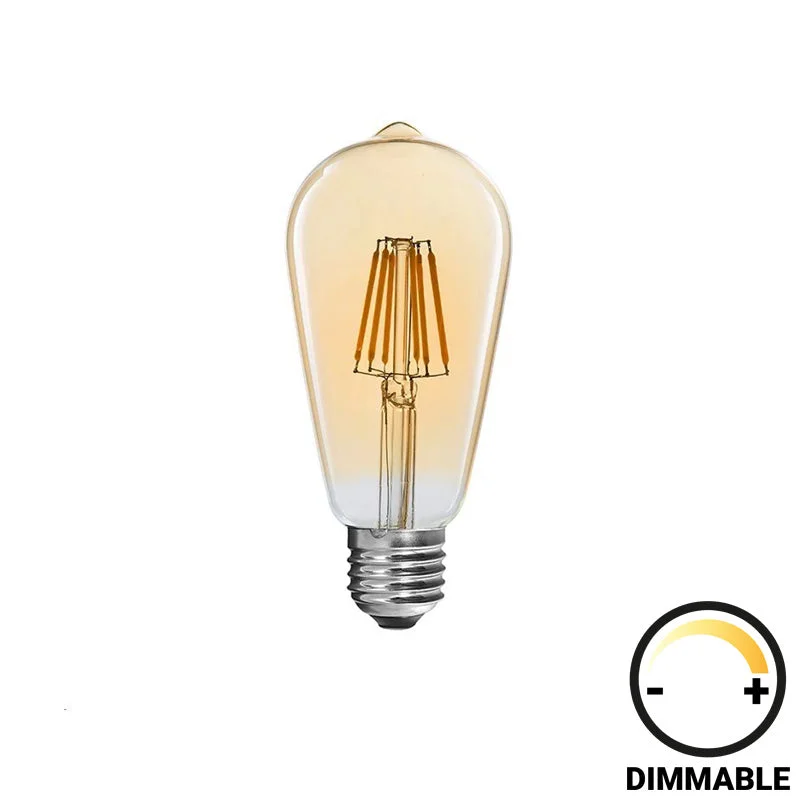 Lampa LED ST64 Bec  dimmabil 8W E27 chihlimbar