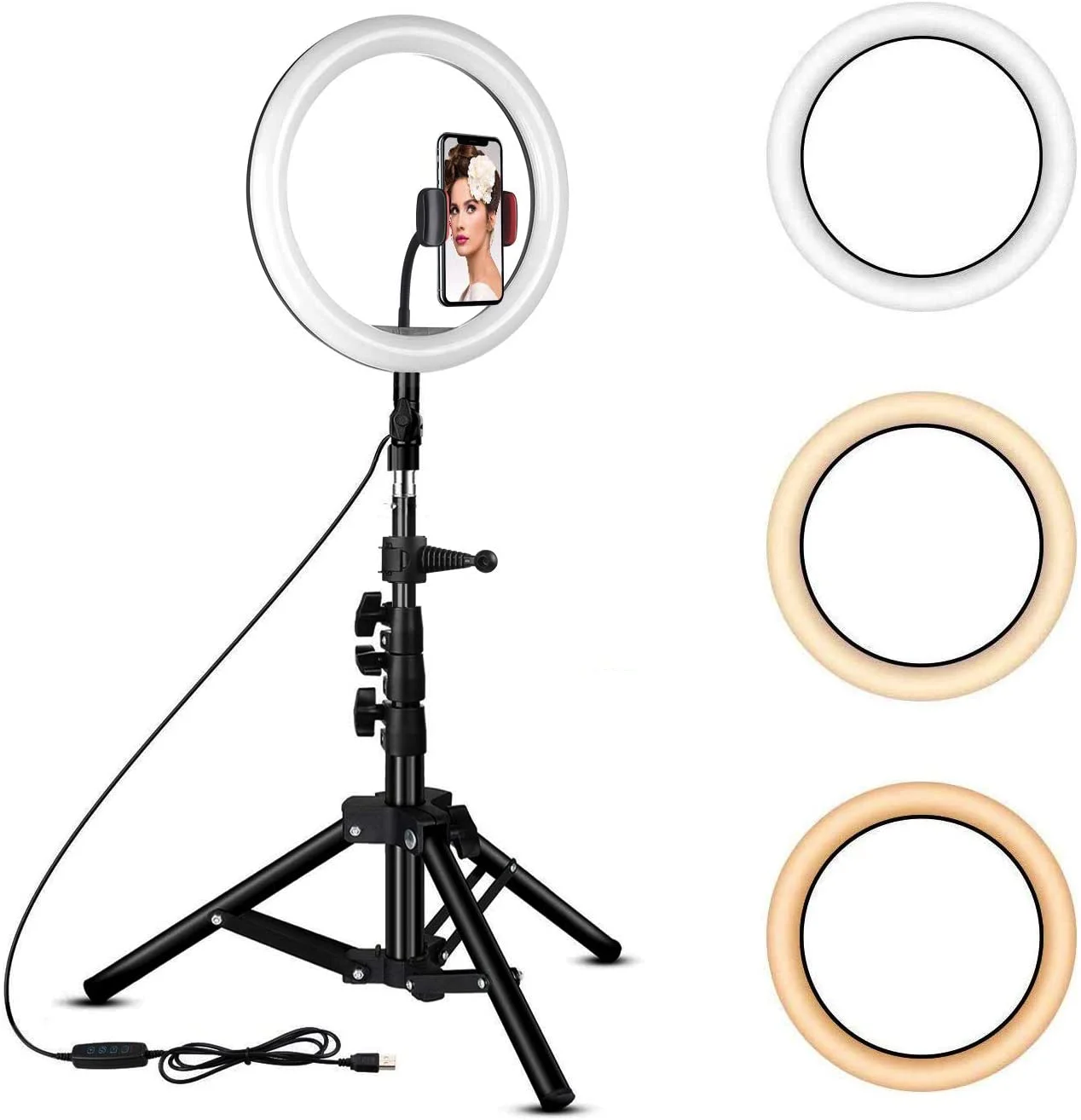 Lampa Ring Light LED 10" Circulara cu Lumina rece / naturala / calda