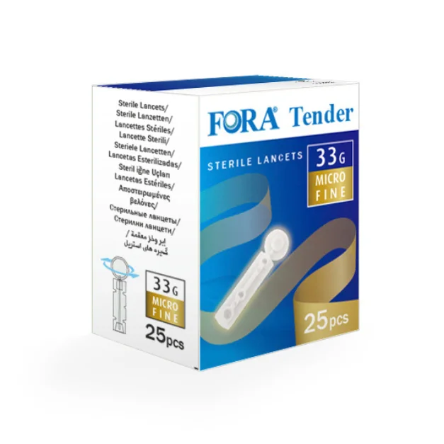 Lancete sterile glicemie 33G Tender, 25 bucati, Fora