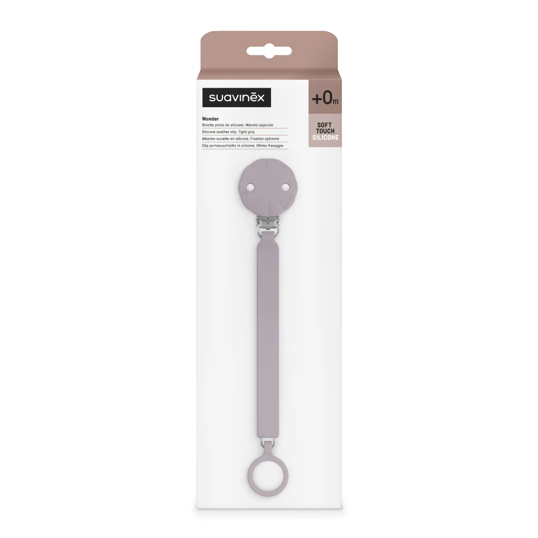 Lantisor din silicon cu clips pentru suzeta Wonder, Lavanda, 1 bucata, Suavinex