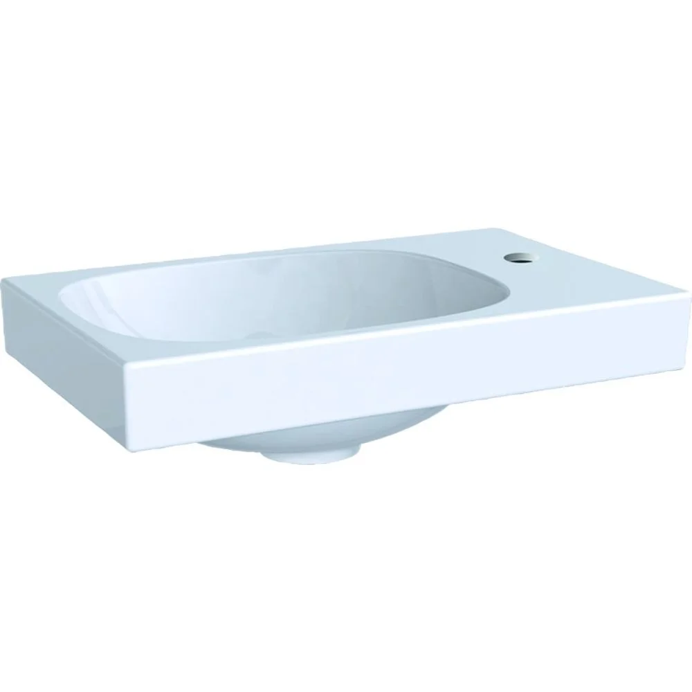 Lavoar baie incastrat alb 40 cm, dreptunghiular, orificiu baterie dreapta, Geberit Acanto