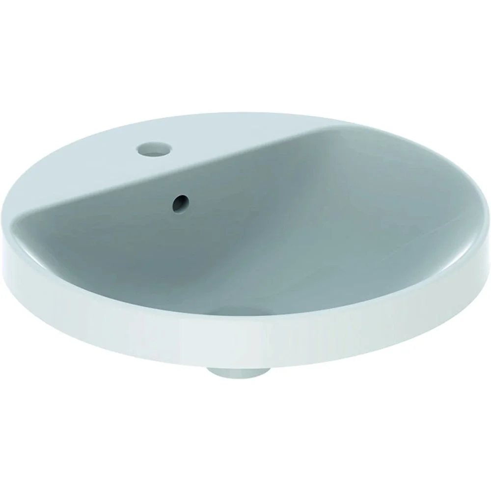 Lavoar baie incastrat alb 48 cm, rotund, cu orificiu baterie, Geberit VariForm