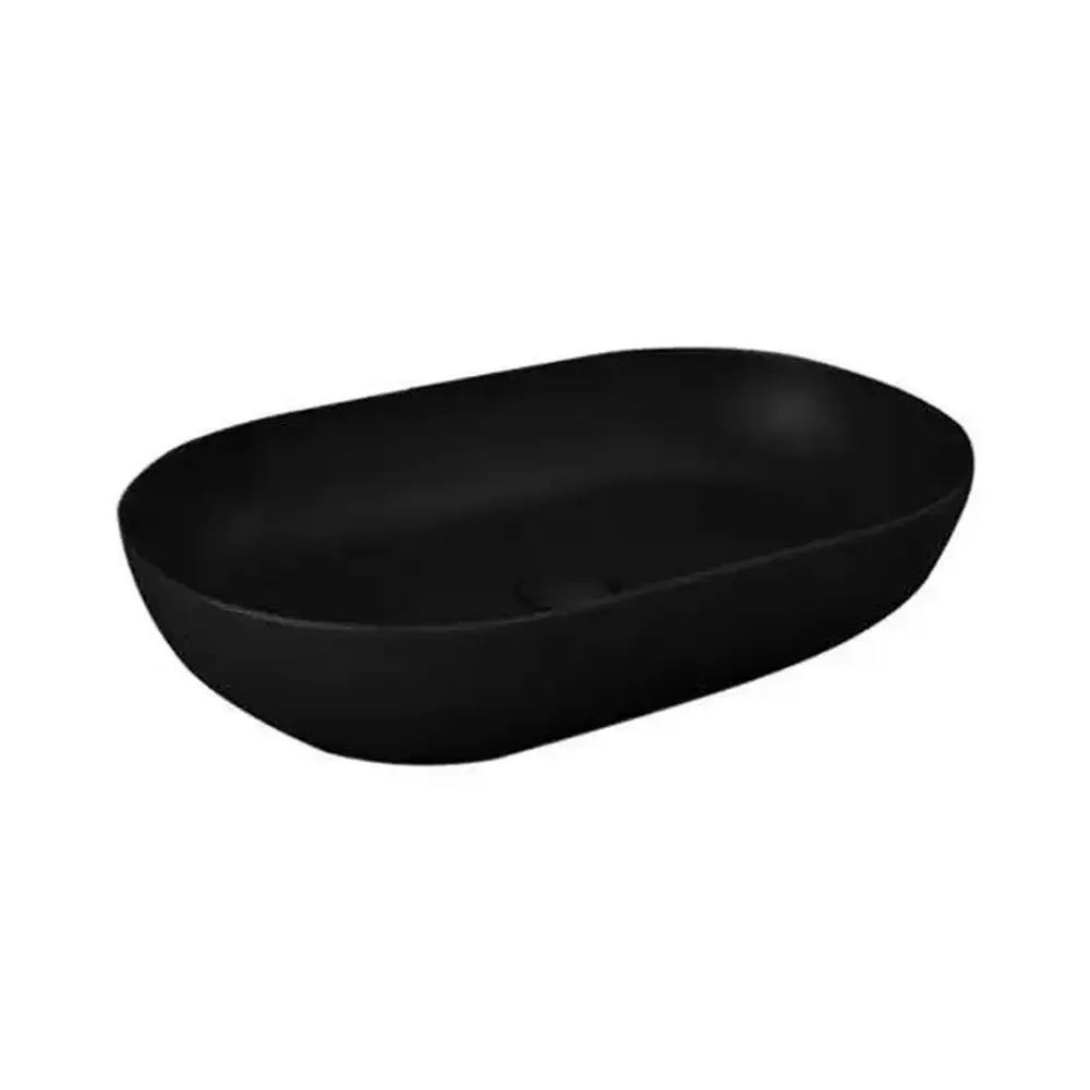 Lavoar baie pe blat negru mat 55 cm, oval, Rak Feeling