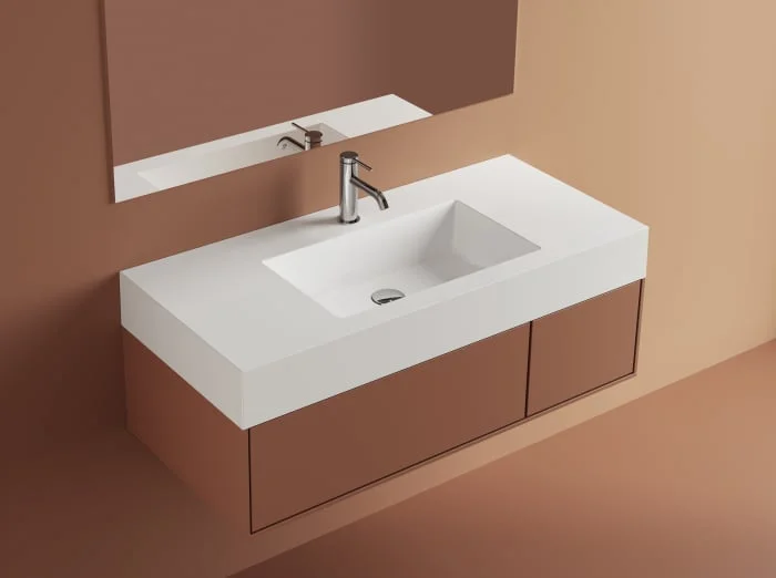 Lavoar compozit 1010 x 460 mm incastrat sau suspendat, dreptunghiular, Foglia Cube