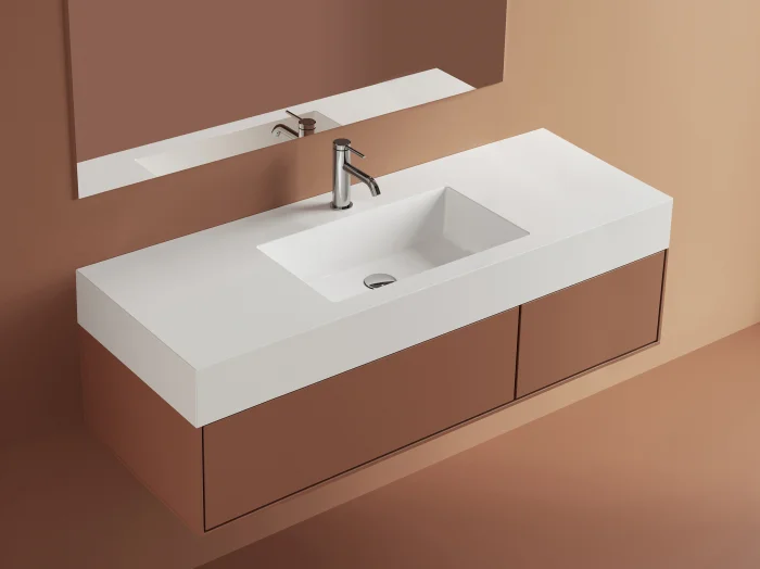 Lavoar compozit 1210 x 460 mm incastrat sau suspendat, dreptunghiular, Foglia Cube