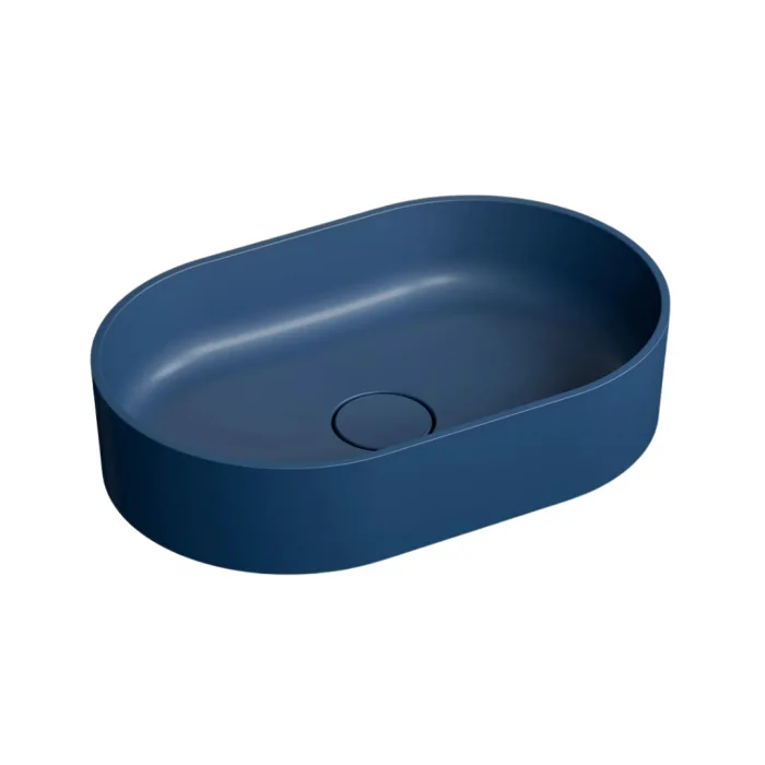 Lavoar compozit cu montare pe blat, 60x38 cm, albastru mat, Foglia Terra