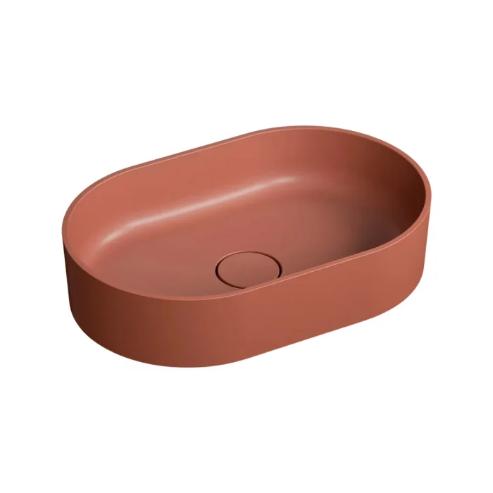 Lavoar compozit cu montare pe blat, 60x38 cm, teracota mat, Foglia Terra