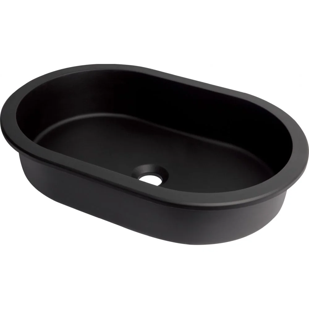 Lavoar incastrat compozit negru Deante Silia, oval, 59 cm