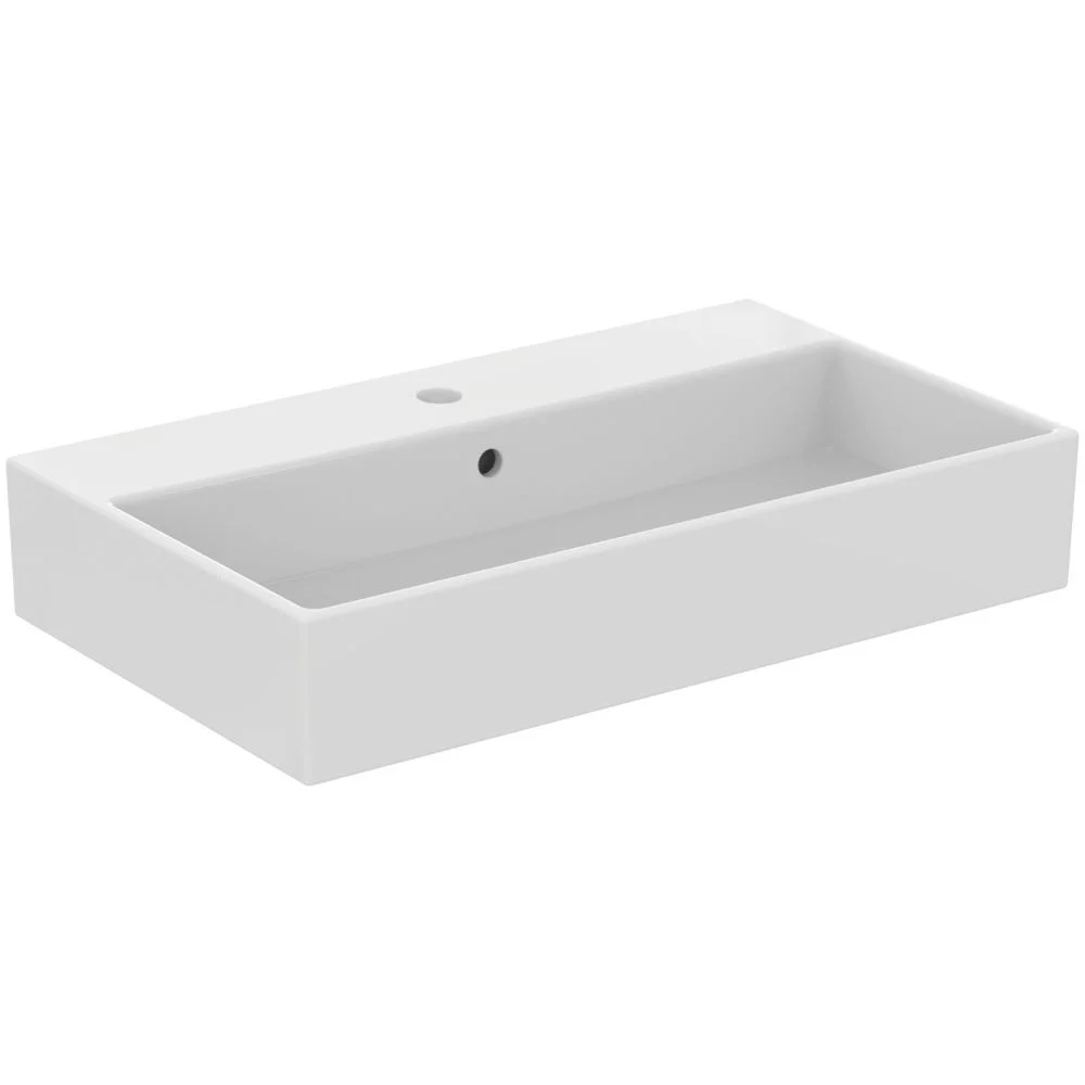 Lavoar pe blat alb 71 cm, dreptunghiular, orificiu baterie, Ideal Standard Strada