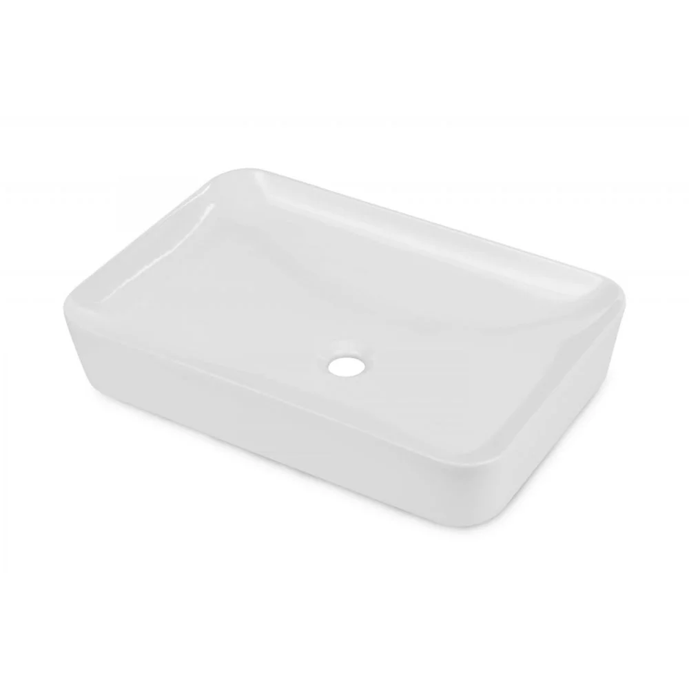 Lavoar pe blat alb lucios 60 cm, dreptunghiular, Deante Tess