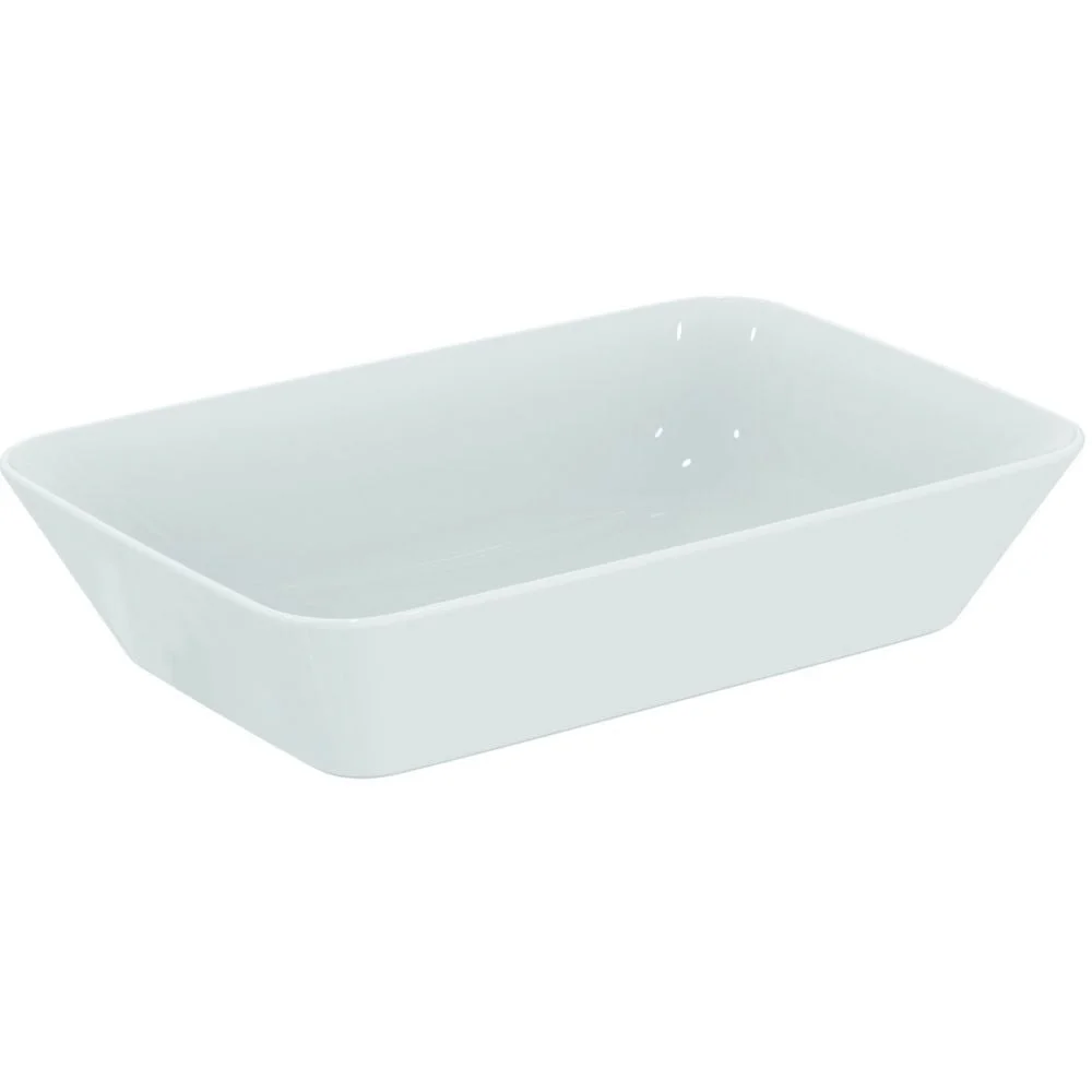 Lavoar pe blat alb lucios 60 cm, dreptunghiular, fara preaplin, Ideal Standard Connect Air