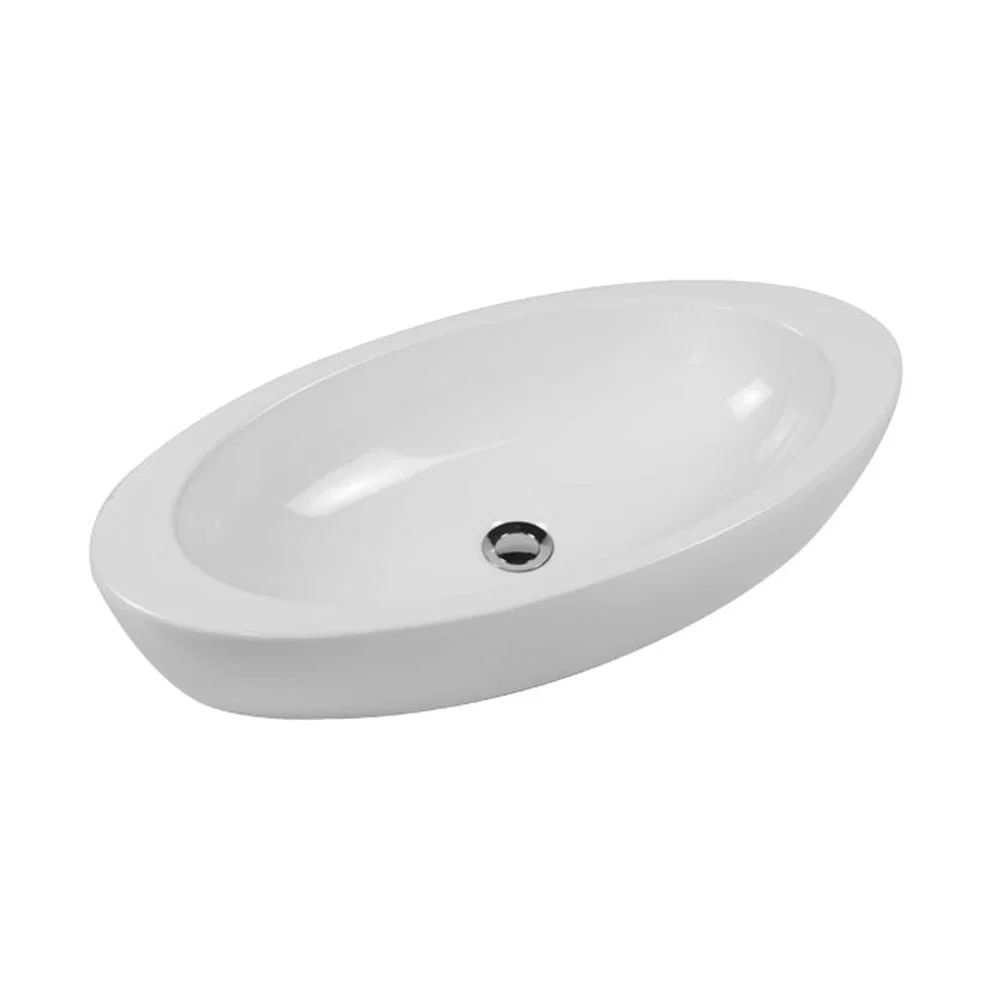 Lavoar pe blat alb lucios 75 cm, oval, Hatria Nido