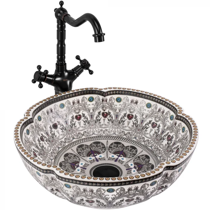 Lavoar pe blat cu design boem, rotund, Rea Asanti