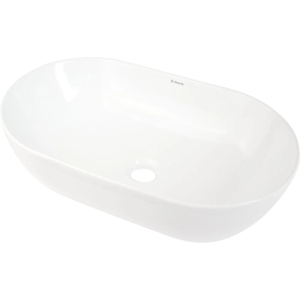Lavoar pe blat Deante Peonia oval, alb lucios, 50 cm