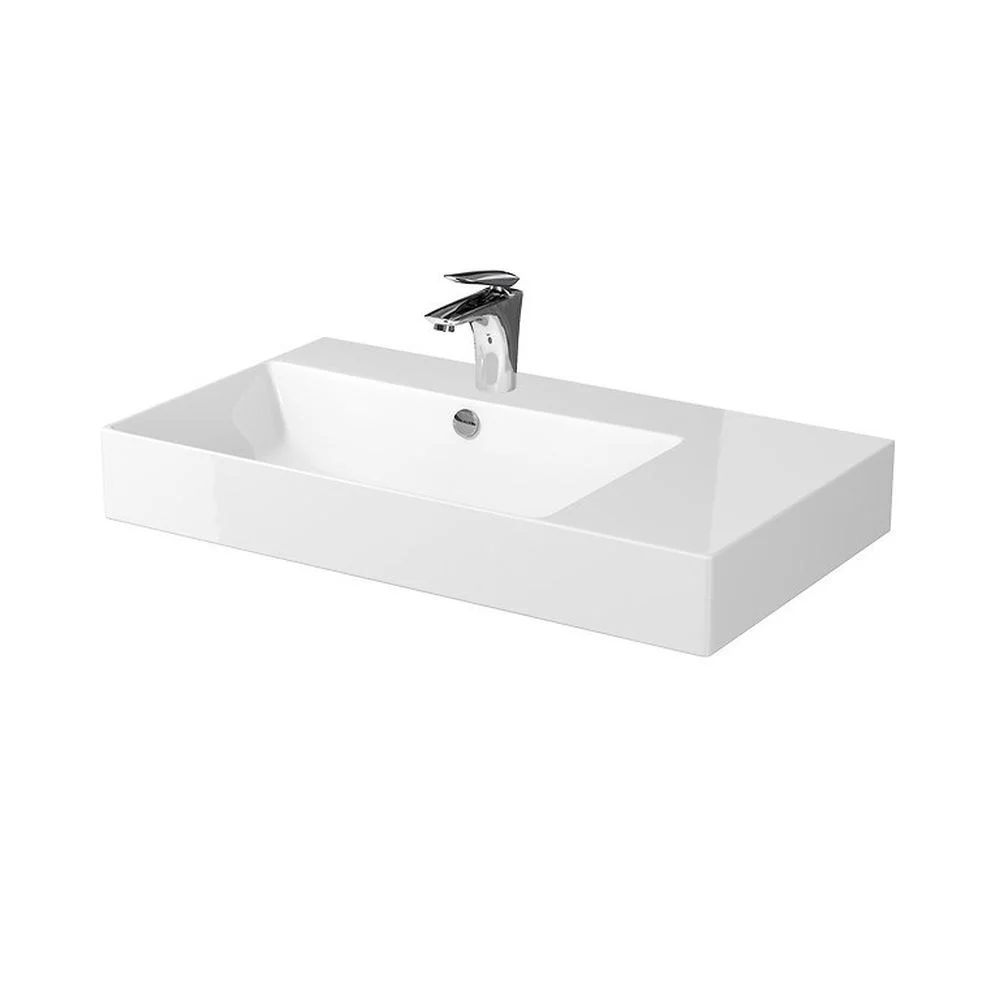 Lavoar suspendat alb 80 cm, dreptunghiular, dreapta, Cersanit Inverto