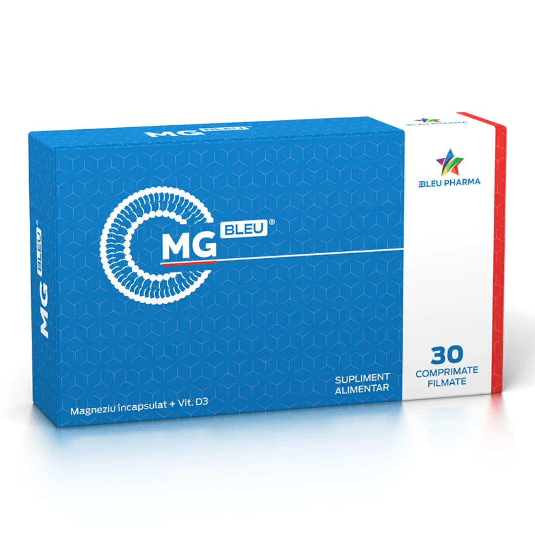 Magneziu incapsulat + Vitamina D 3 Mg Bleu, 30 comprimate, Bleu Pharma