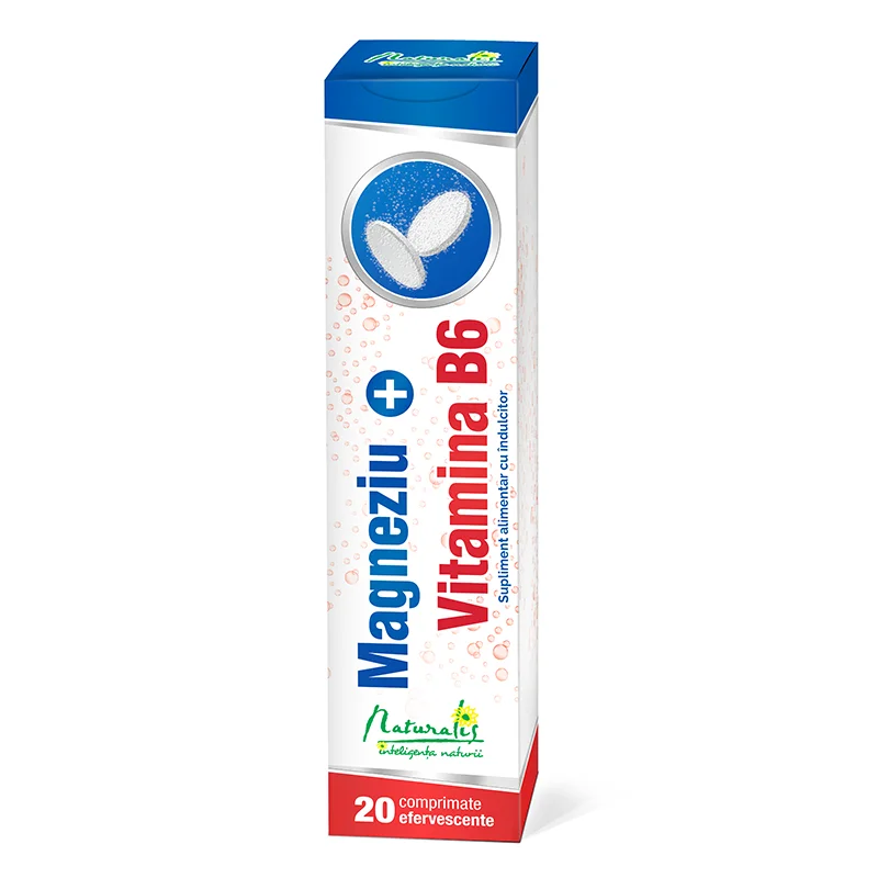 Magneziu + Vitamina B6,  20 comprimate efervescente, Naturalis